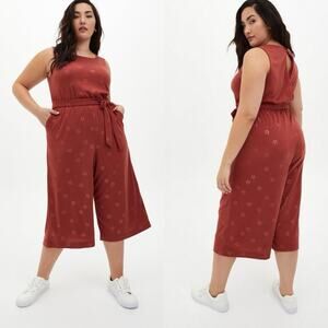 Torrid Marsala Star Print Sleeveless Crop Jumpsuit 5X Culotte NO BELT
